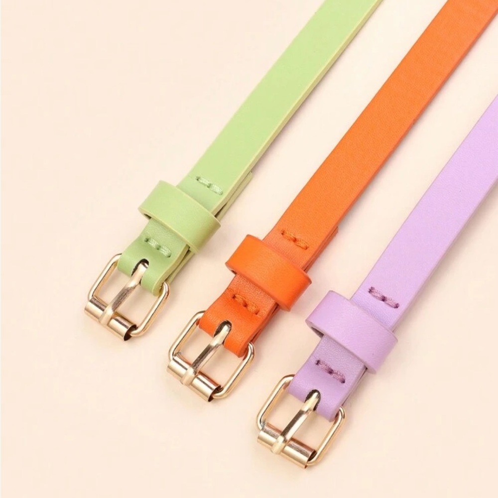 3pcs/set Women's Stylish Versatile Square Buckle Decorative Belt
